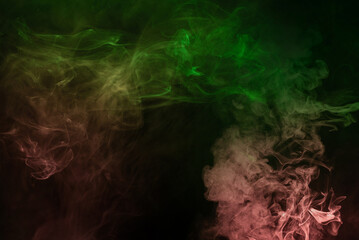 Green and pink steam on a black background.