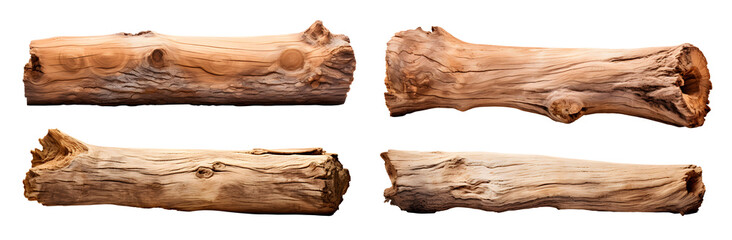 Wooden tree log trunk stump wood on transparent background cutout, PNG file. Many assorted...