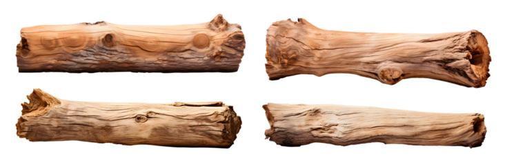Wooden tree log trunk stump wood on transparent background cutout, PNG file. Many assorted different Mockup template for artwork design