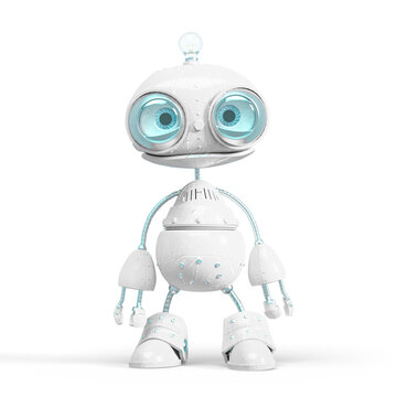 cute bot is standing up and sad