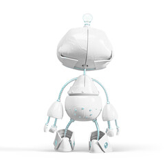 cute bot is standing up on rear view