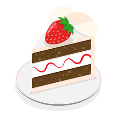 3D Isometric Flat Vector Set of Slices of Different Cakes, Sweets and Dessert. Item 1