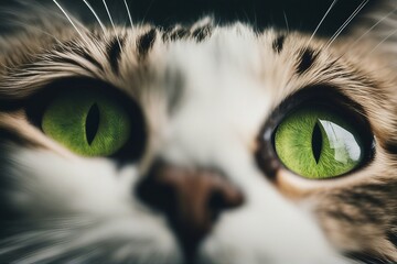 close up of a cat looking up, green eye - Powered by Adobe