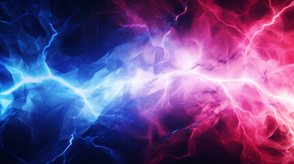 Obraz premium Blue and pink electric lightning in an abstract representation of battle and confrontation. VS or Versus..