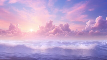  a painting of a sunset over a large body of water.  generative ai