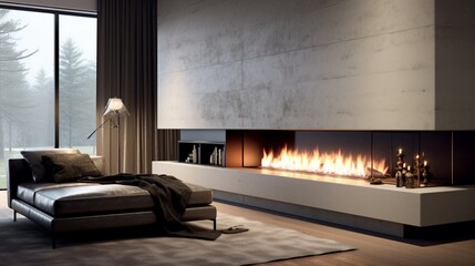 Contemporary fireplace with clean lines.
