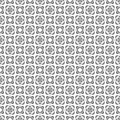 Black and white seamless abstract pattern. Background and backdrop. Grayscale ornamental design. Mosaic ornaments. Vector graphic illustration. EPS10.