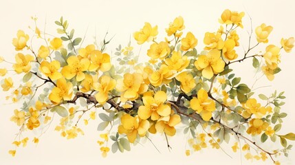 Obraz premium Yellow flowers on a white background.