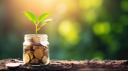 Plant Growing In Savings Coins Investment And Interest Concept