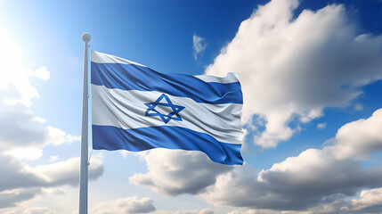 Israel flag waving against sky.