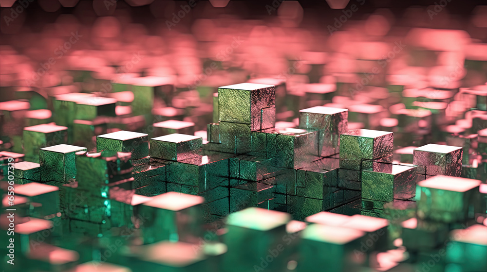 Fototapete Abstract background with structure of cubes. Colorful cubes texture for technology backdrop.