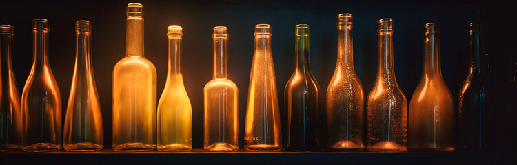rows of wine bottles in a line on a shelf