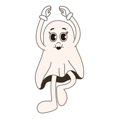 Cute ghost in retro style. Minimalistic character.