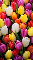 Fototapeta na wymiar a group of colorful tulips