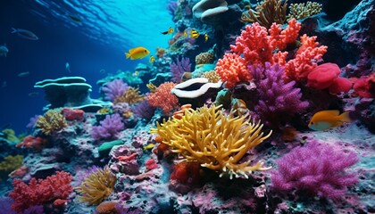 Naklejka na ściany i meble a coral reef with fish