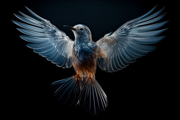 Fototapeta premium Detailed X-ray image showcasing intricate bird skeletal structure 