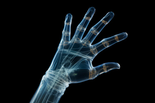 Clear X-ray image illustrating a human hand joint and bone structure 