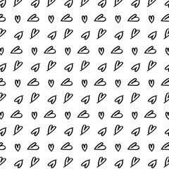 Love doddle style seamless pattern on white background. Vector illustration