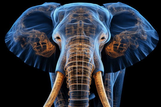 Unique X-ray image revealing an elephants trunk muscles and skeletal structure 