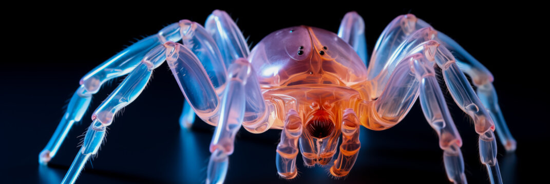 X-ray image of spiders exoskeleton and leg structure isolated on a gradient background 