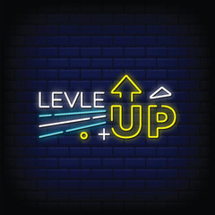 Premium level up neon signs style text design