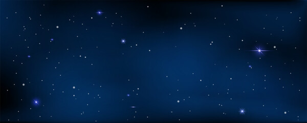 Fototapeta premium Concept of web banner. Magic color galaxy. Horizontal space background with realistic nebula, stardust and shining stars. Infinite universe and starry night sky.