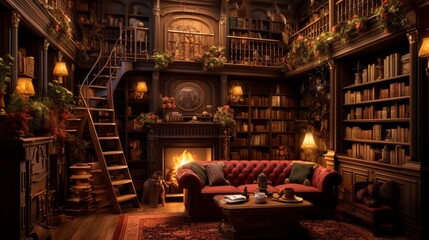 For the book lovers, a library beckons with its wall-to-wall bookshelves and a cozy reading corner....