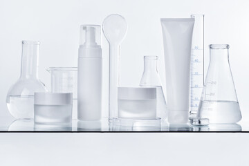 Cosmetic products and laboratory glassware. Cosmetic laboratory research and development.