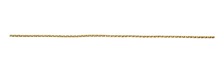Golden string for design cut out on transparent background. Golden rope for Christmas ornament.