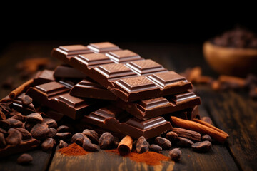 Chocolate made from natural cocoa and milk. Generative AI