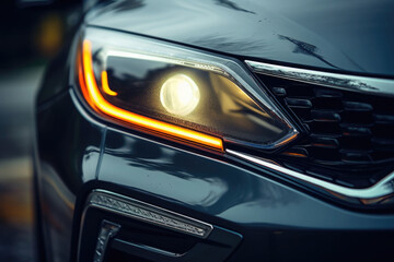 Obraz na płótnie Canvas Lamp of modern car headlight. Close up view. Generative AI