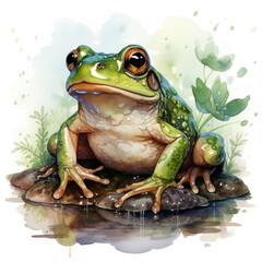 Obraz premium watercolor Frog clipart, generative ai