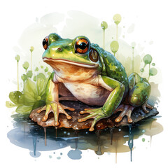watercolor Frog clipart, generative ai