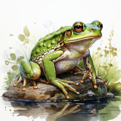 Fototapeta premium watercolor Frog clipart, generative ai