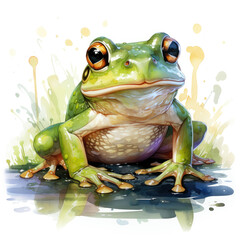 watercolor Frog clipart, generative ai