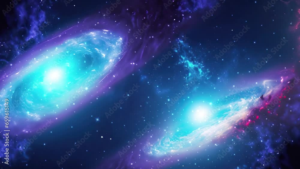 Poster galaxy and nebula. blue abstract space background. endless universe with stars and galaxies in outer
