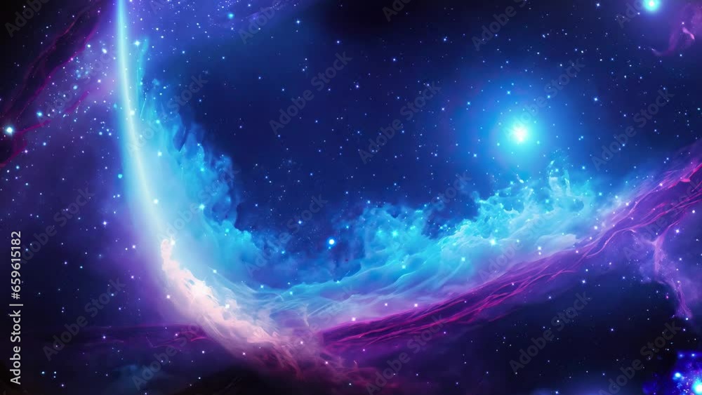 Sticker galaxy and nebula. blue abstract space background. endless universe with stars and galaxies in outer