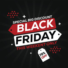 Black friday social media post and discount sale banner design template
