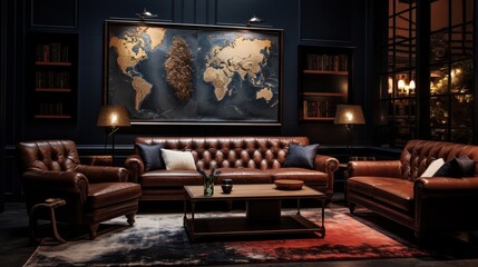 Kick back in a cozy lounge where leather and velvet furniture coexist in perfect harmony. It's the kind of space that invites you to sink in and relax.