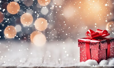 Christmas gift box on table