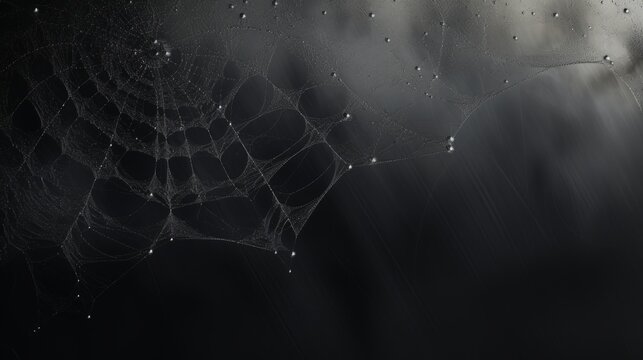 spider web with dew drops ai generated