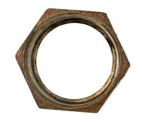 Obraz premium Metal nut on a white background