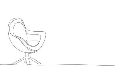Armchair one line continuous. Modern armchair hand drawn outline. Modern chair couple line art. Vector illustraiton.