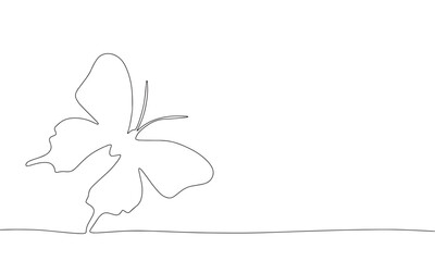 Butterfly one line continuous. Insect butterfly hand drawn outline. Butterfly line art. Vector illustration.