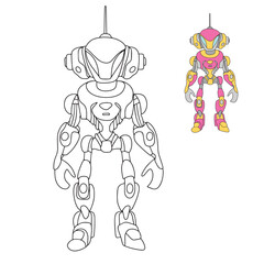 Robot coloring page. Robot coloring book for children education. Vector illustraiton.