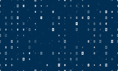 Naklejka premium Seamless background pattern of evenly spaced white ace of diamond cards of different sizes and opacity. Vector illustration on dark blue background with stars