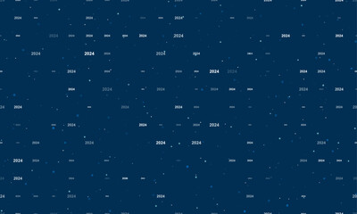 Obraz premium Seamless background pattern of evenly spaced white 2024 year symbols of different sizes and opacity. Vector illustration on dark blue background with stars