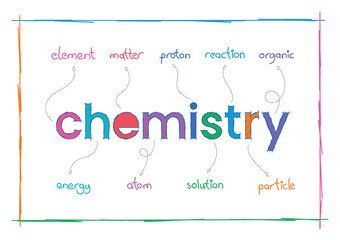 hand drawn chemistry word. chemistry subjects from chemistry letters. chemistry letters, chemistry word concept