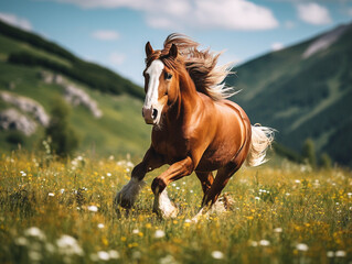 A stunning slow-motion capture of a majestic horse galloping through a field.
