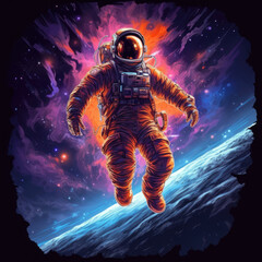 Fototapeta premium Exploration of Outer Space Astronaut in a Futuristic Galaxy